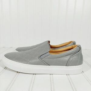 GREATS Brooklyn Womans Slip on Flat Sneaker Gray Leather Shoes H218